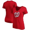 Women's Fanatics Branded Red Washington Nationals Plus Size Core Official Logo V-Neck T-Shirt -Fanatics Clothing Shop 5052743