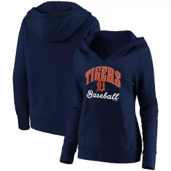 Women's Fanatics Branded Navy Detroit Tigers Victory Script Crossover Neck Pullover Hoodie -Fanatics Clothing Shop 5053316 ALT