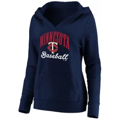 Women's Fanatics Branded Navy Minnesota Twins Victory Script Crossover Neck Pullover Hoodie -Fanatics Clothing Shop 5053365 ALT2