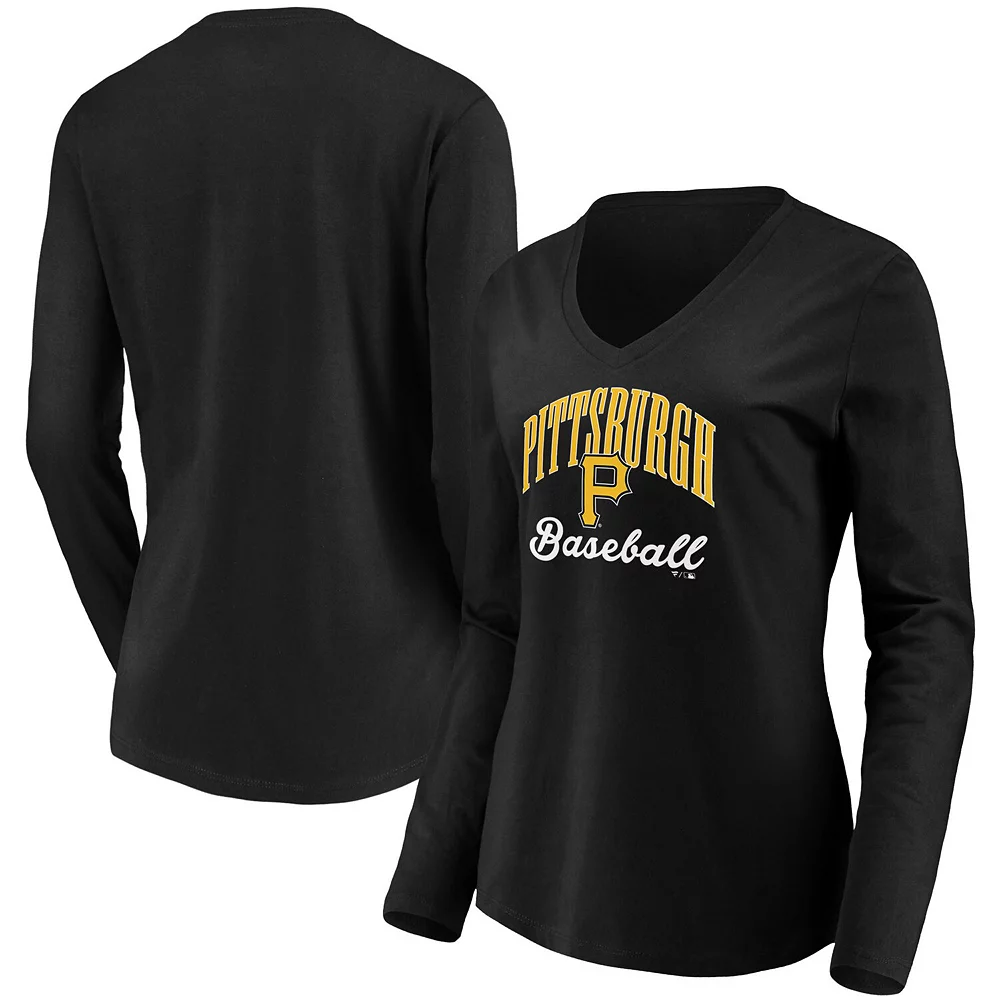 Women's Fanatics Branded Black Pittsburgh Pirates Victory Script V-Neck Long Sleeve T-Shirt 4 Women's Fanatics Branded Black Pittsburgh Pirates Victory Script V-Neck Long Sleeve T-Shirt - Image 2