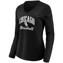 Women's Fanatics Branded Black Chicago White Sox Victory Script V-Neck Long Sleeve T-Shirt -Fanatics Clothing Shop 5053701 ALT2
