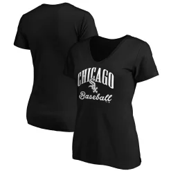 Women's Fanatics Branded Black Chicago White Sox Victory Script V-Neck T-Shirt -Fanatics Clothing Shop 5054108 ALT