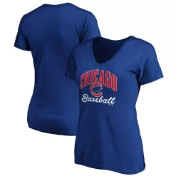 Women's Fanatics Branded Royal Chicago Cubs Victory Script V-Neck T-Shirt