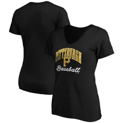 Women's Fanatics Branded Black Pittsburgh Pirates Victory Script V-Neck T-Shirt
