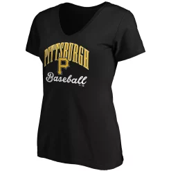 Women's Fanatics Branded Black Pittsburgh Pirates Victory Script V-Neck T-Shirt -Fanatics Clothing Shop 5054155 ALT2