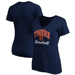 Women's Fanatics Branded Navy Detroit Tigers Victory Script V-Neck T-Shirt -Fanatics Clothing Shop 5054251 ALT