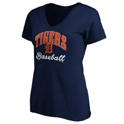 Women's Fanatics Branded Navy Detroit Tigers Victory Script V-Neck T-Shirt -Fanatics Clothing Shop 5054251 ALT2