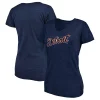 Women's Fanatics Branded Heathered Navy Detroit Tigers Wordmark Tri-Blend V-Neck T-Shirt -Fanatics Clothing Shop 5071092