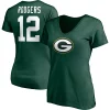 Women's Fanatics Branded Aaron Rodgers Green Green Bay Packers Player Icon Name & Number V-Neck T-Shirt -Fanatics Clothing Shop 5071211