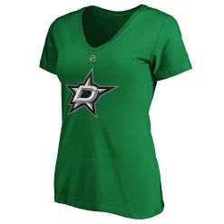 Women's Fanatics Branded Tyler Seguin Kelly Green Dallas Stars Authentic Stack Name & Number V-Neck T-Shirt -Fanatics Clothing Shop 5071603 ALT2