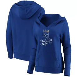 Women's Fanatics Branded Royal Kansas City Royals Core Team Crossover V-Neck Pullover Hoodie