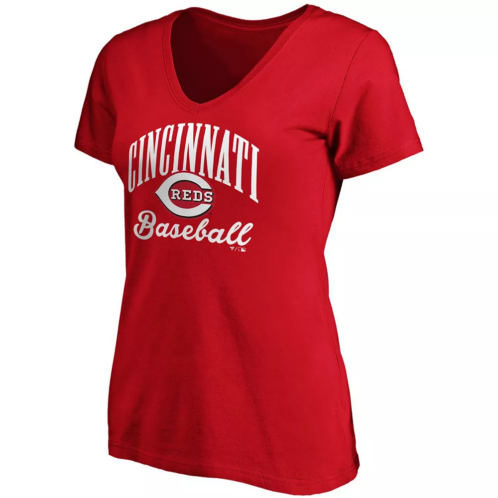 Women's Fanatics Branded Red Cincinnati Reds Victory Script V-Neck T-Shirt 5 Women's Fanatics Branded Red Cincinnati Reds Victory Script V-Neck T-Shirt - Image 3