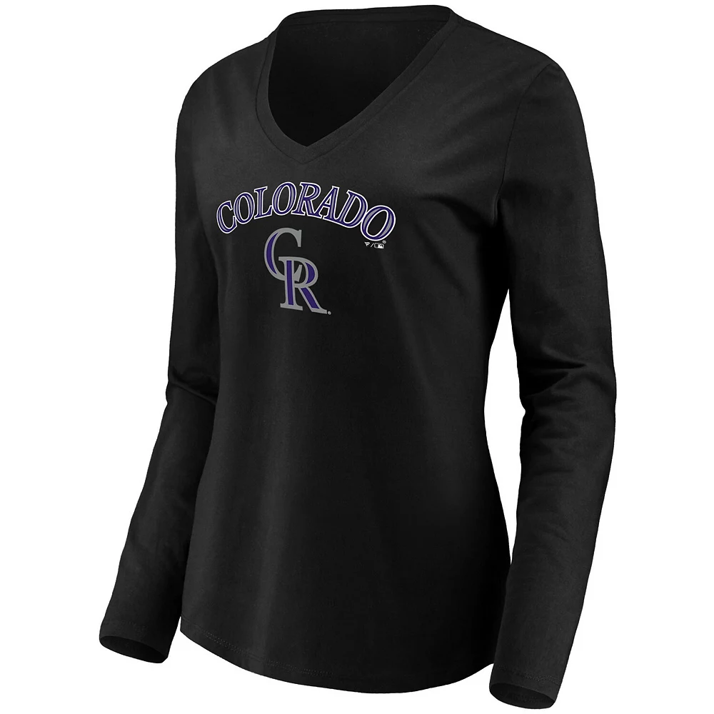 Women's Fanatics Branded Black Colorado Rockies Core Team Lockup Long Sleeve V-Neck T-Shirt 5 Women's Fanatics Branded Black Colorado Rockies Core Team Lockup Long Sleeve V-Neck T-Shirt - Image 3