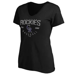 Women's Fanatics Branded Black Colorado Rockies Live For It V-Neck T-Shirt -Fanatics Clothing Shop 5084767 ALT2