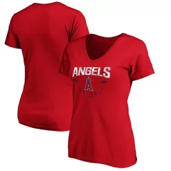 Women's Fanatics Branded Red Los Angeles Angels Live For It V-Neck T-Shirt
