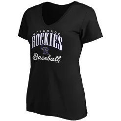 Women's Fanatics Branded Black Colorado Rockies Victory Script V-Neck T-Shirt -Fanatics Clothing Shop 5084806 ALT2