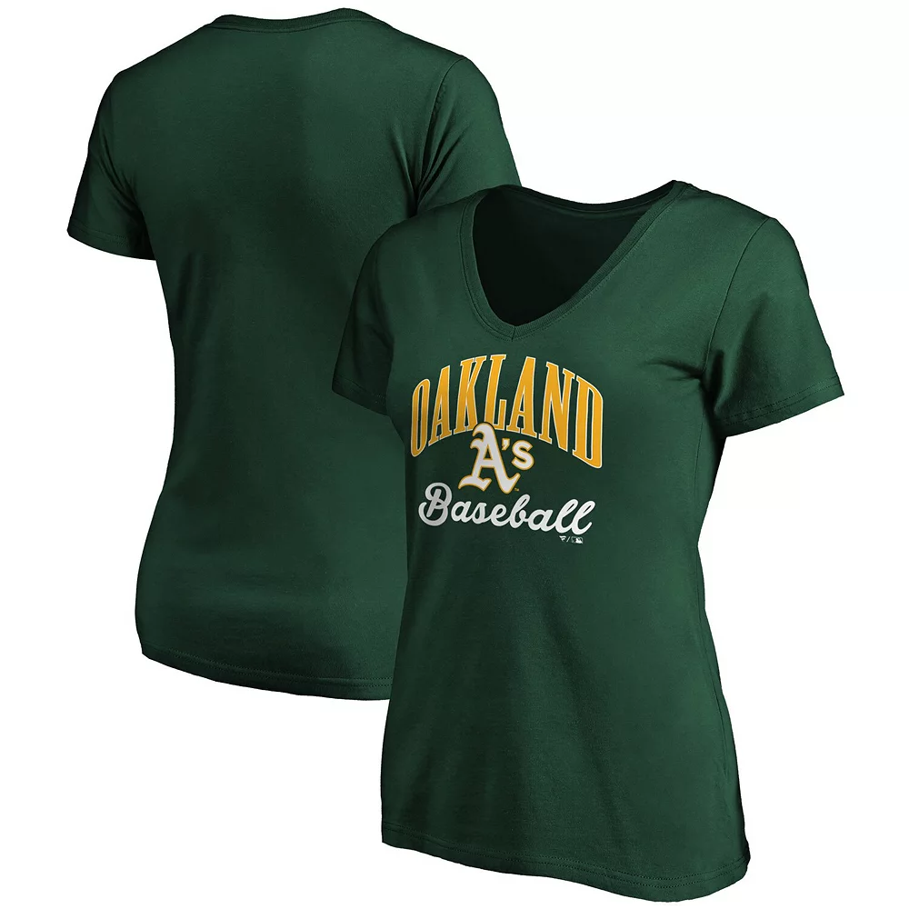 Women's Fanatics Branded Green Oakland Athletics Victory Script V-Neck T-Shirt 4 Women's Fanatics Branded Green Oakland Athletics Victory Script V-Neck T-Shirt - Image 2