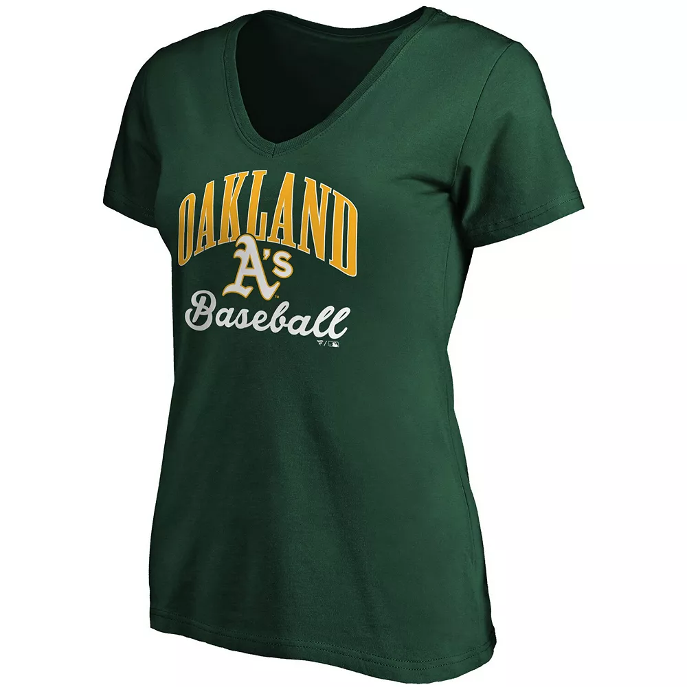 Women's Fanatics Branded Green Oakland Athletics Victory Script V-Neck T-Shirt 5 Women's Fanatics Branded Green Oakland Athletics Victory Script V-Neck T-Shirt - Image 3