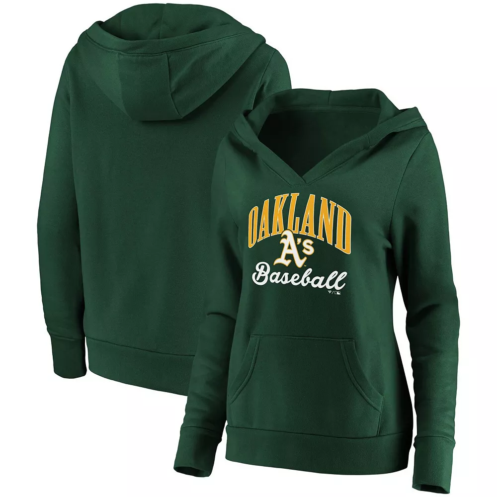 Women's Fanatics Branded Green Oakland Athletics Victory Script Crossover Neck Pullover Hoodie 4 Women's Fanatics Branded Green Oakland Athletics Victory Script Crossover Neck Pullover Hoodie - Image 2