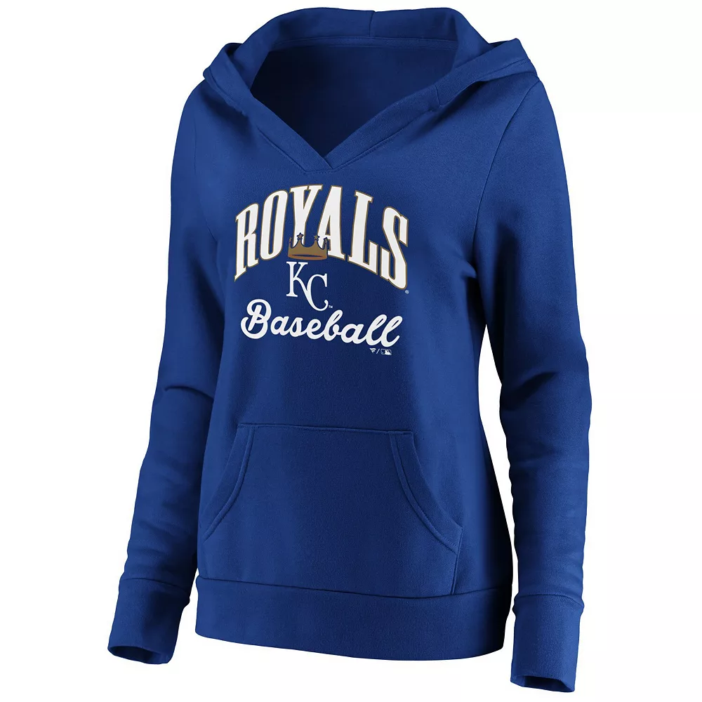 Women's Fanatics Branded Royal Kansas City Royals Victory Script Crossover Neck Pullover Hoodie 5 Women's Fanatics Branded Royal Kansas City Royals Victory Script Crossover Neck Pullover Hoodie - Image 3