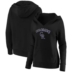 Women's Fanatics Branded Black Colorado Rockies Core Team Lockup V-Neck Pullover Hoodie -Fanatics Clothing Shop 5085119 ALT