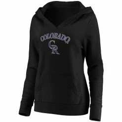Women's Fanatics Branded Black Colorado Rockies Core Team Lockup V-Neck Pullover Hoodie -Fanatics Clothing Shop 5085119 ALT2