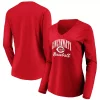 Women's Fanatics Branded Red Cincinnati Reds Victory Script V-Neck Long Sleeve T-Shirt -Fanatics Clothing Shop 5085161