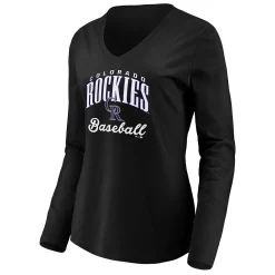 Women's Fanatics Branded Black Colorado Rockies Victory Script V-Neck Long Sleeve T-Shirt -Fanatics Clothing Shop 5085180 ALT2
