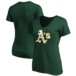Women's Fanatics Branded Green Oakland Athletics Plus Size Core Official Logo V-Neck T-Shirt -Fanatics Clothing Shop 5085514 ALT