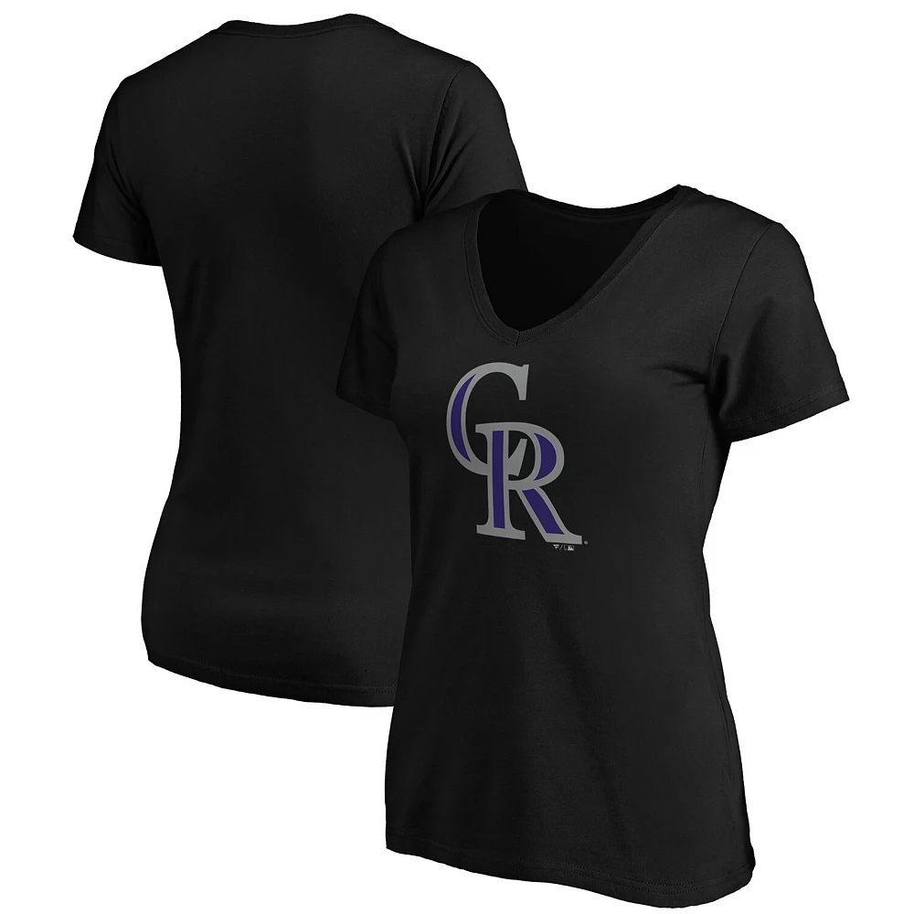 Women's Fanatics Branded Black Colorado Rockies Plus Size Core Official Logo V-Neck T-Shirt 3 Women's Fanatics Branded Black Colorado Rockies Plus Size Core Official Logo V-Neck T-Shirt