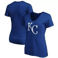 Women's Fanatics Branded Royal Kansas City Royals Plus Size Core Official Logo V-Neck T-Shirt