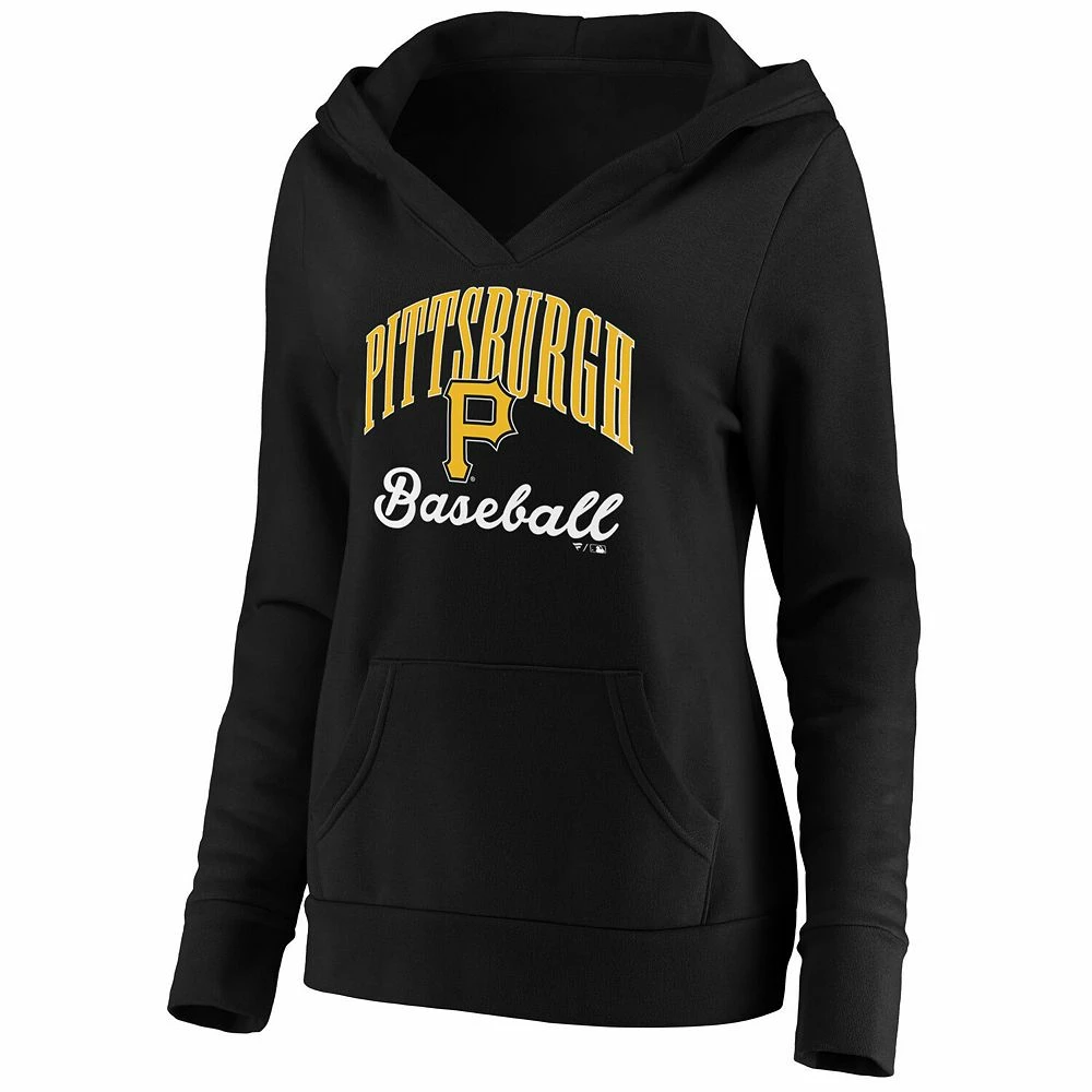 Women's Fanatics Branded Black Pittsburgh Pirates Victory Script Crossover Neck Pullover Hoodie 5 Women's Fanatics Branded Black Pittsburgh Pirates Victory Script Crossover Neck Pullover Hoodie - Image 3