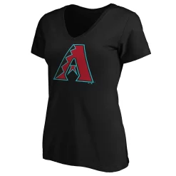 Women's Fanatics Branded Black Arizona Diamondbacks Core Official Logo V-Neck T-Shirt -Fanatics Clothing Shop 5085916 ALT2