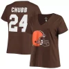 Women's Fanatics Branded Nick Chubb Brown Cleveland Browns Plus Size Name & Number V-Neck T-Shirt -Fanatics Clothing Shop 5099671