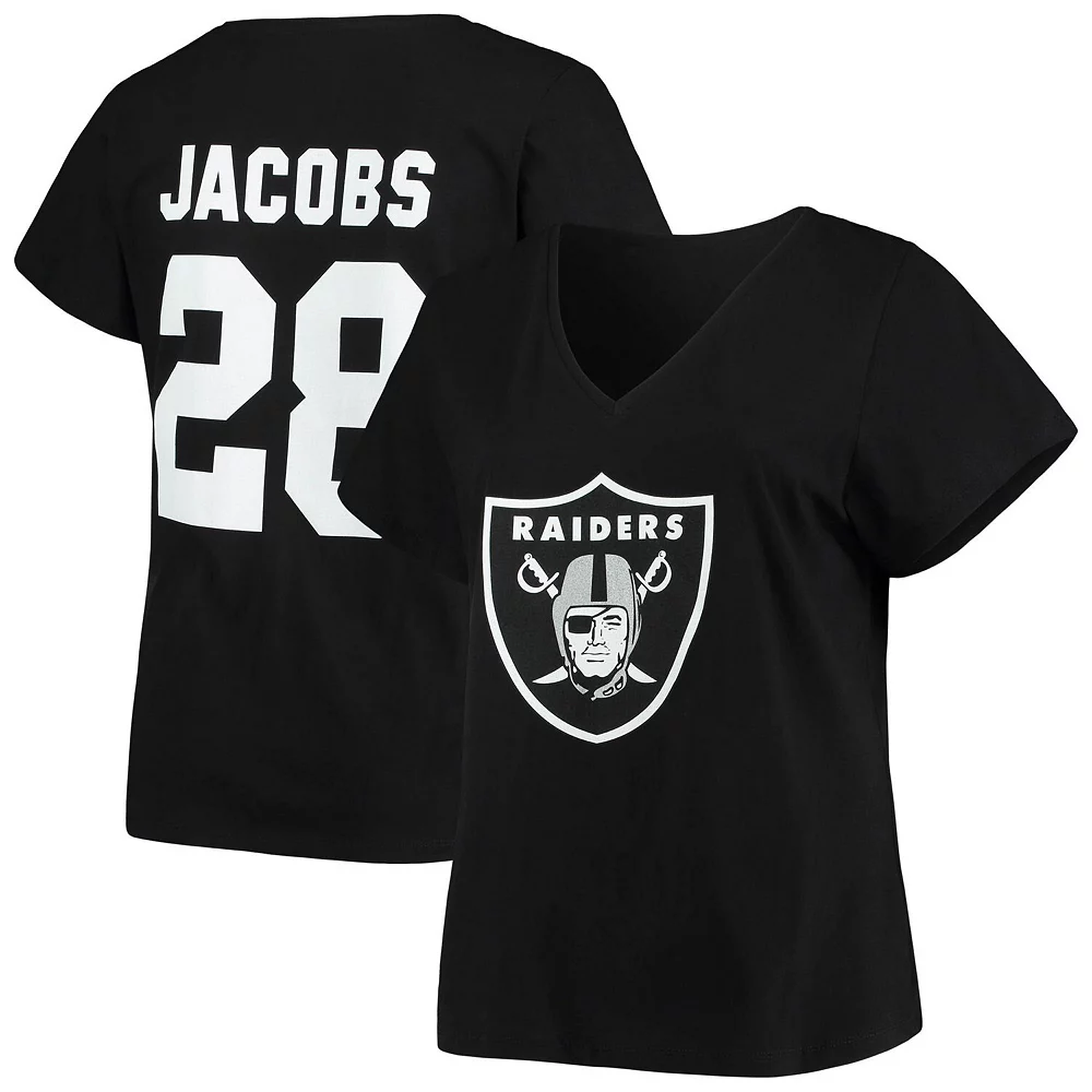 Women's Fanatics Branded Josh Jacobs Black Las Vegas Raiders Plus Size Name & Number V-Neck T-Shirt 4 Women's Fanatics Branded Josh Jacobs Black Las Vegas Raiders Plus Size Name & Number V-Neck T-Shirt - Image 2