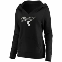 Women's Fanatics Branded Black Chicago White Sox Core Team Lockup V-Neck Pullover Hoodie -Fanatics Clothing Shop 5099886 ALT2