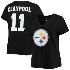 Women's Fanatics Branded Chase Claypool Black Pittsburgh Steelers Plus Size Name & Number V-Neck T-Shirt