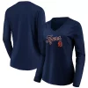 Women's Fanatics Branded Navy Detroit Tigers Core Team Lockup Long Sleeve V-Neck T-Shirt -Fanatics Clothing Shop 5099965