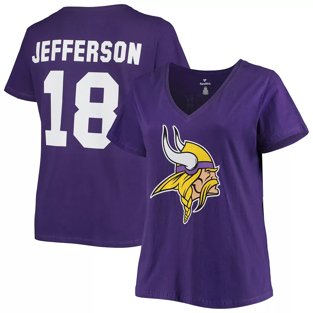 Women's Fanatics Branded Justin Jefferson Purple Minnesota Vikings Plus Size Name & Number V-Neck T-Shirt 3 Women's Fanatics Branded Justin Jefferson Purple Minnesota Vikings Plus Size Name & Number V-Neck T-Shirt
