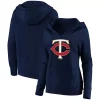 Women's Fanatics Branded Navy Minnesota Twins Official Logo Crossover V-Neck Pullover Hoodie -Fanatics Clothing Shop 5100079