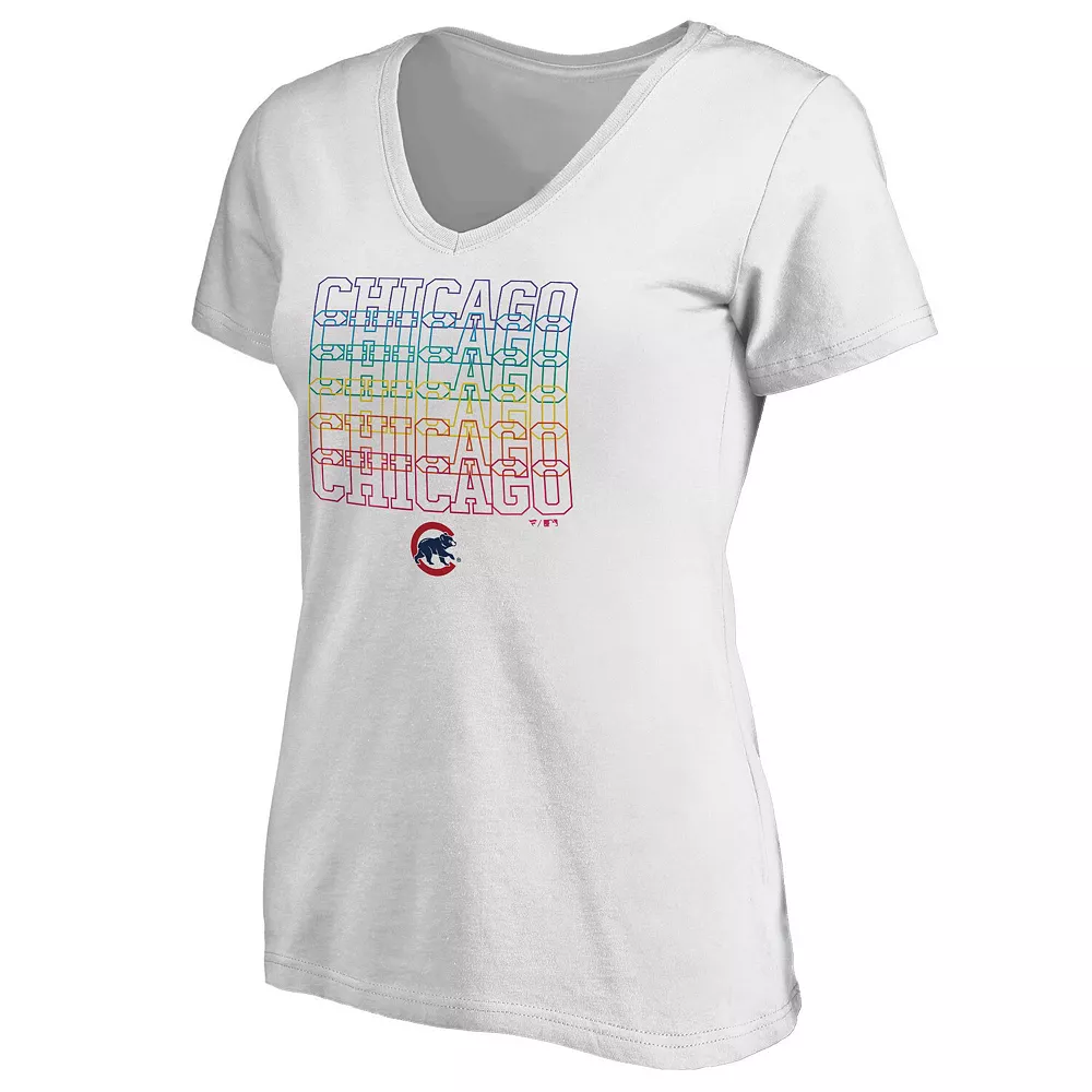 Women's Fanatics Branded White Chicago Cubs City Pride V-Neck T-Shirt 5 Women's Fanatics Branded White Chicago Cubs City Pride V-Neck T-Shirt - Image 3