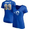 Women's Fanatics Branded Aaron Donald Royal Los Angeles Rams Player Icon Name & Number V-Neck T-Shirt -Fanatics Clothing Shop 5100417