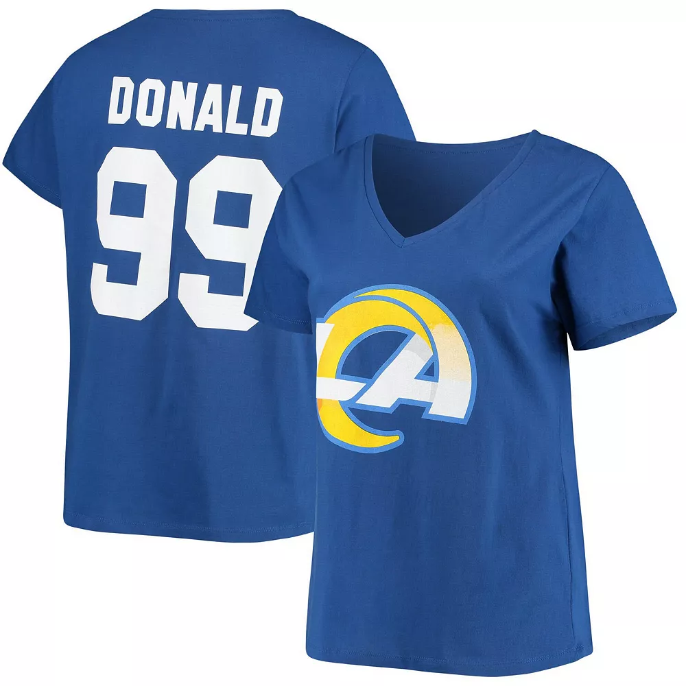 Women's Fanatics Branded Aaron Donald Royal Los Angeles Rams Plus Size Name & Number V-Neck T-Shirt 4 Women's Fanatics Branded Aaron Donald Royal Los Angeles Rams Plus Size Name & Number V-Neck T-Shirt - Image 2