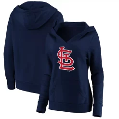 Women's Fanatics Branded Navy St. Louis Cardinals Official Logo Crossover V-Neck Pullover Hoodie -Fanatics Clothing Shop 5100587 ALT