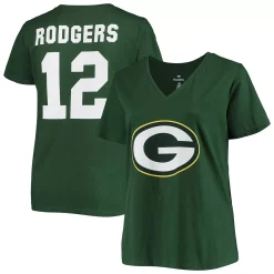 Women's Fanatics Branded Aaron Rodgers Green Green Bay Packers Plus Size Name & Number V-Neck T-Shirt