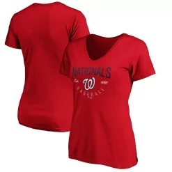 Women's Fanatics Branded Red Washington Nationals Live For It V-Neck T-Shirt