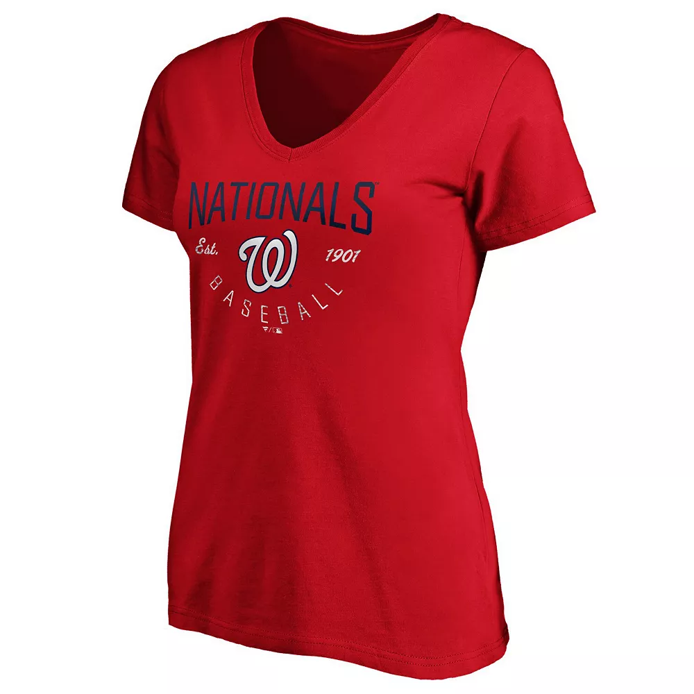 Women's Fanatics Branded Red Washington Nationals Live For It V-Neck T-Shirt 5 Women's Fanatics Branded Red Washington Nationals Live For It V-Neck T-Shirt - Image 3