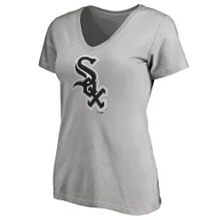 Women's Fanatics Branded Heathered Gray Chicago White Sox Core Official Logo V-Neck T-Shirt -Fanatics Clothing Shop 5100794 ALT2