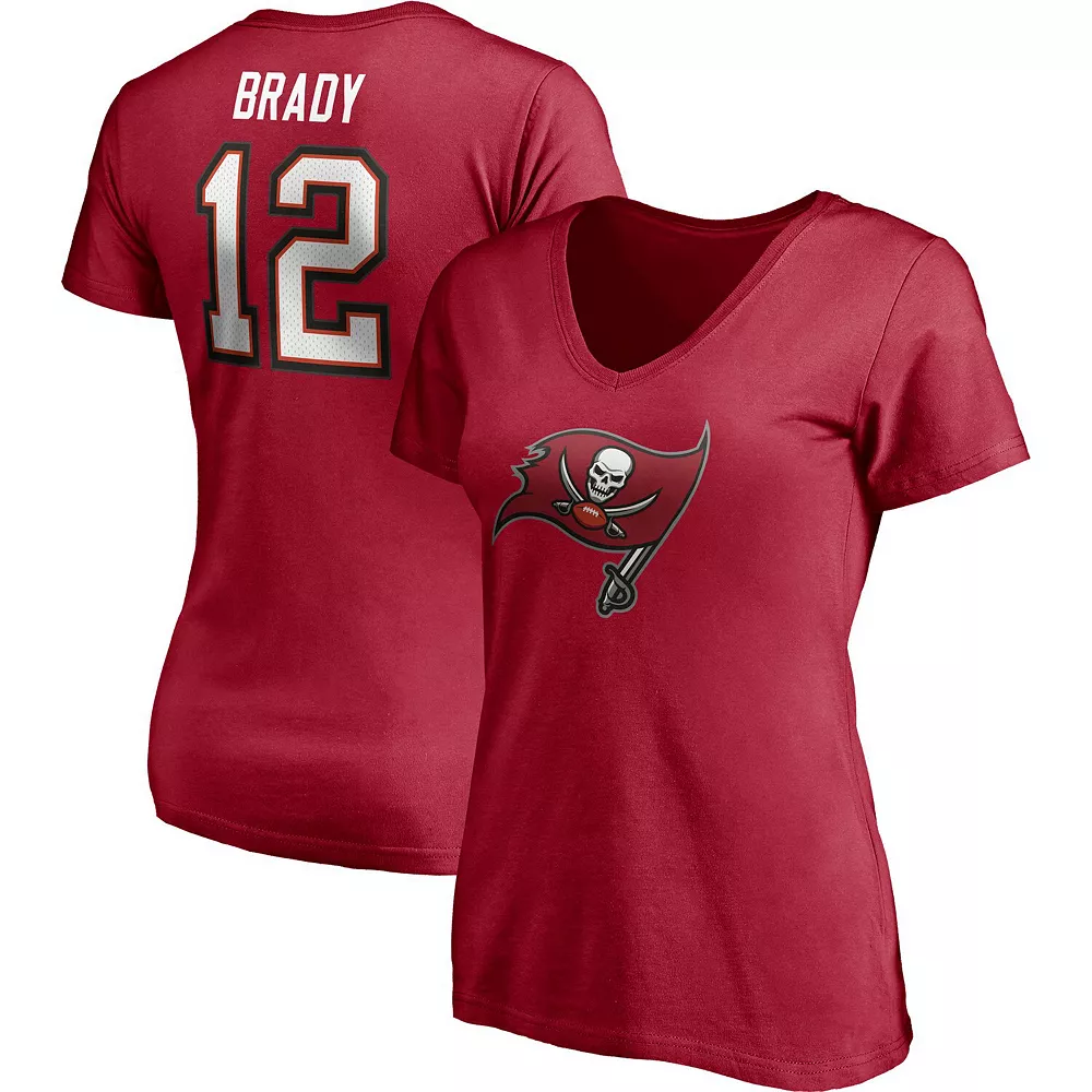 Women's Fanatics Branded Tom Brady Red Tampa Bay Buccaneers Player Icon Name & Number V-Neck T-Shirt 3 Women's Fanatics Branded Tom Brady Red Tampa Bay Buccaneers Player Icon Name & Number V-Neck T-Shirt