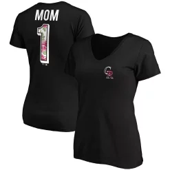 Women's Fanatics Branded Black Colorado Rockies Mother's Day Logo V-Neck T-Shirt -Fanatics Clothing Shop 5100853 ALT